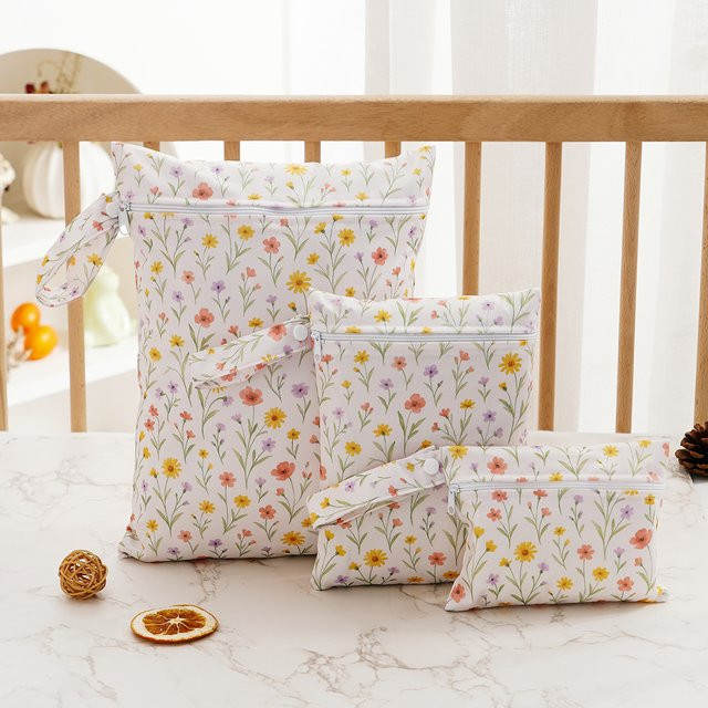 Happyflute Windel-Aufbewahrungstasche Set, 3 Stück, wasserdicht und waschbar, Nass-Trocken-Tasche in Multicolour - Bild 1