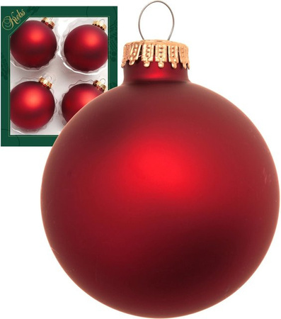 Krebs Glas Lauscha Weihnachtskugeln Rot Matt Uni 4er-Set, Durchmesser: 8 cm