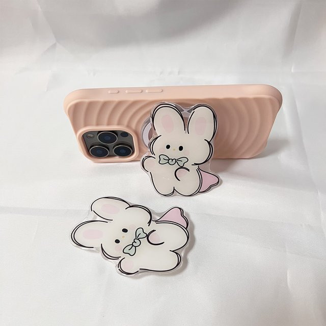 LS Handyhülle mit niedlichem Cartoon-Kaninchen und Grip Tok Halterung für iPhone 17 Pro Max in Pink - Bild 1