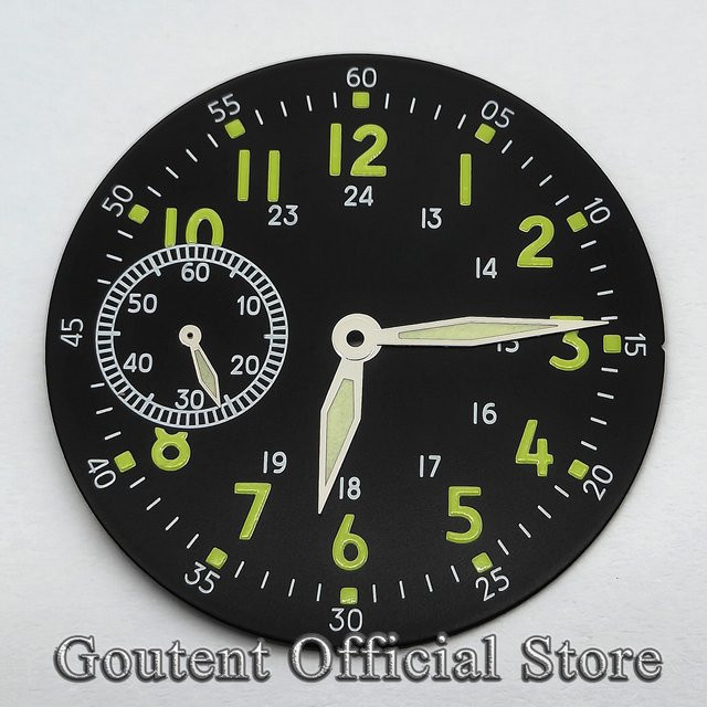 Goutent Armbanduhr, 39 mm, schwarzes Zifferblatt, silbergrüne Zeiger, Unisex - Bild 1