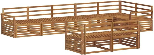 vidaXL Outdoor-Sofagarnitur 8-teilig aus Akazienholz in Braun, L-Form mit Ecksofa und Mittelsofas - Bild 1