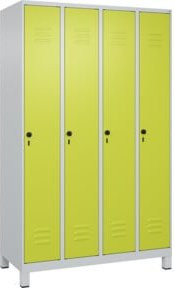 C+P Spind Classic PLUS Garderobenschrank mit 4 Abteilen, Farbe Grau/Grün, H x B x T: 195 x 120 x 50 cm - Bild 1
