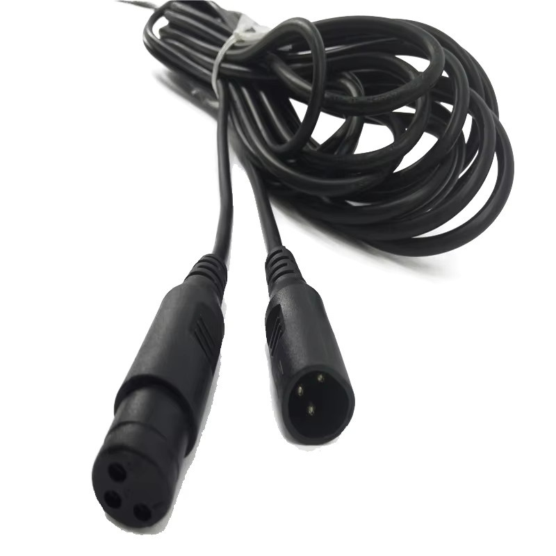 SHEHDS 4er Set 3-poliges DMX512 Signalverbindungs-Kabel aus Gummi in Schwarz für Par-Licht und DJ-Disco-Licht - Bild 2