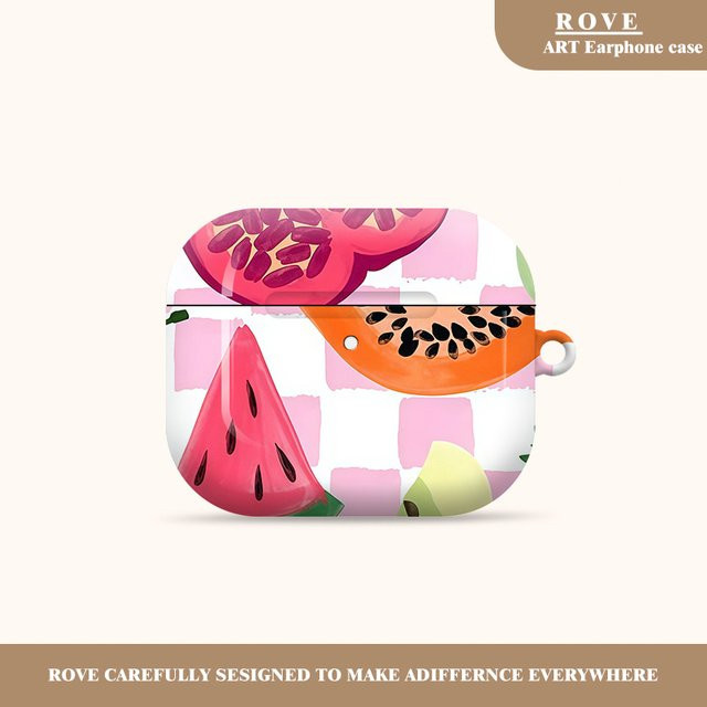 Potdemiel Schutzhülle für Apple AirPods Pro mit buntem Früchte-Schachbrettmuster in Rosa und Multicolour - Bild 1