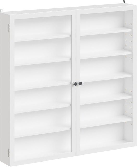 SoBuy Wandschrank Vitrinenschrank Displayregal mit Glastüren in Weiß, B/H: 80 x 80 cm, Tiefe: 12 cm - Bild 1