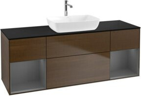 V&B Waschtischunterschrank Finion mit Wandbeleuchtung, Breite: 160 cm, Tiefe: 50,1 cm, Höhe: 50,1 cm, lackiert, walnussverleimt - Bild 1