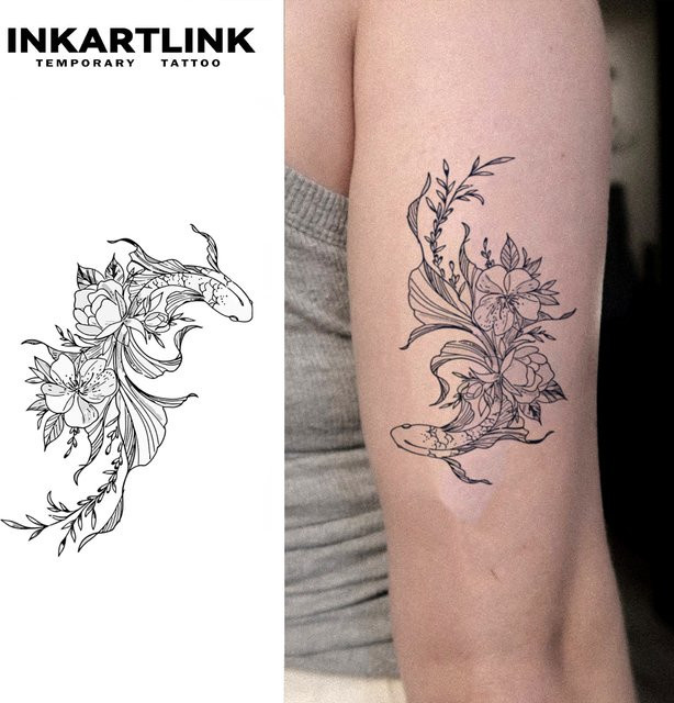 INKARTLINK Temporäre Tätowierungsaufkleber, Goldfische, Kräutersaft-Tattoos - Bild 1