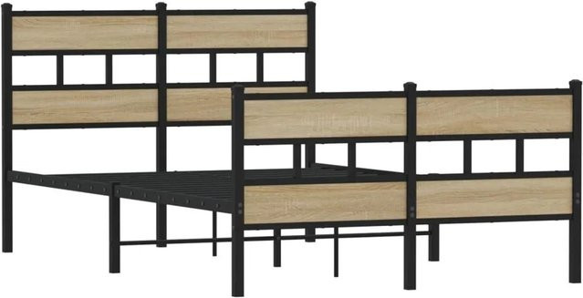 vidaXL Metallbett in Sonoma-Eiche ohne Matratze, B/T/H: 120 x 200 cm - Bild 1
