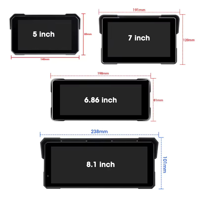 Jansite Motorrad Dashboard Display mit Carplay, Android Auto und GPS Navigation, IPX7 wasserdicht, Schwarz, 5 Zoll - Bild 2