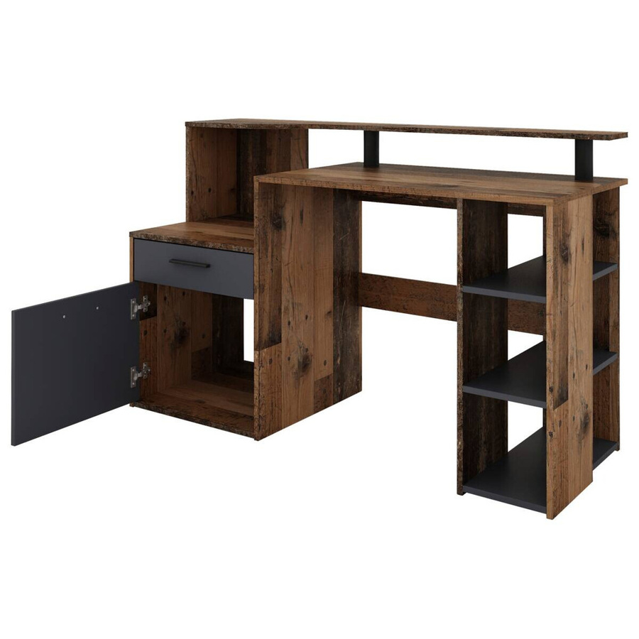 Schreibtisch LOUIS byLIVING in Anthrazit und Braun, modern, B/H/T: 140 x 89 x 55 cm - Bild 2