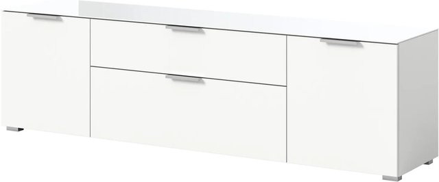 Inn.Furn TV-Lowboard Riano in Weiß mit Glasauflage und Soft-Close-Schubladen, B/T/H: 179 x 51 x 40 cm - Bild 1