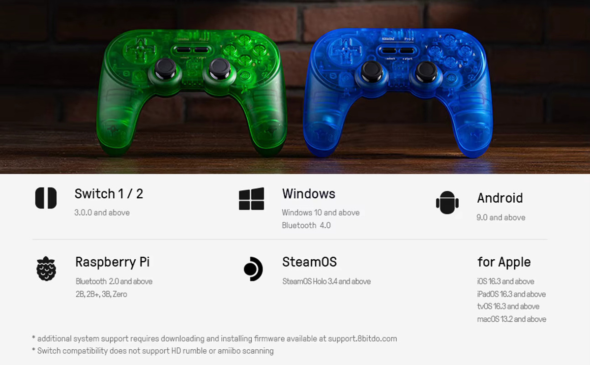 8BitDo Pro 2 Bluetooth-Controller mit Hall-Effekt-Joystick für Nintendo Switch, PC, MacOS, Android und Steam Deck in Grau und Blau - Bild 4