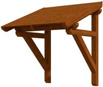 Skan Holz Haustür-Vordach Potsdam 1 aus nordischer Fichte, Farbe Nussbaum braun, B/T: 176 x 156 cm - Bild 1