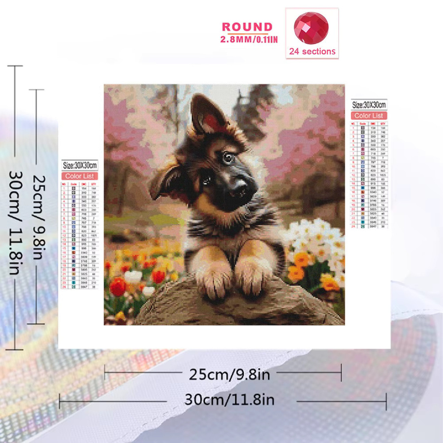 EverShine DIY Diamantstickerei Set Hund mit Blumenmuster für Erwachsene in Multicolour, Tischmodell 20 x 20 cm - Bild 2
