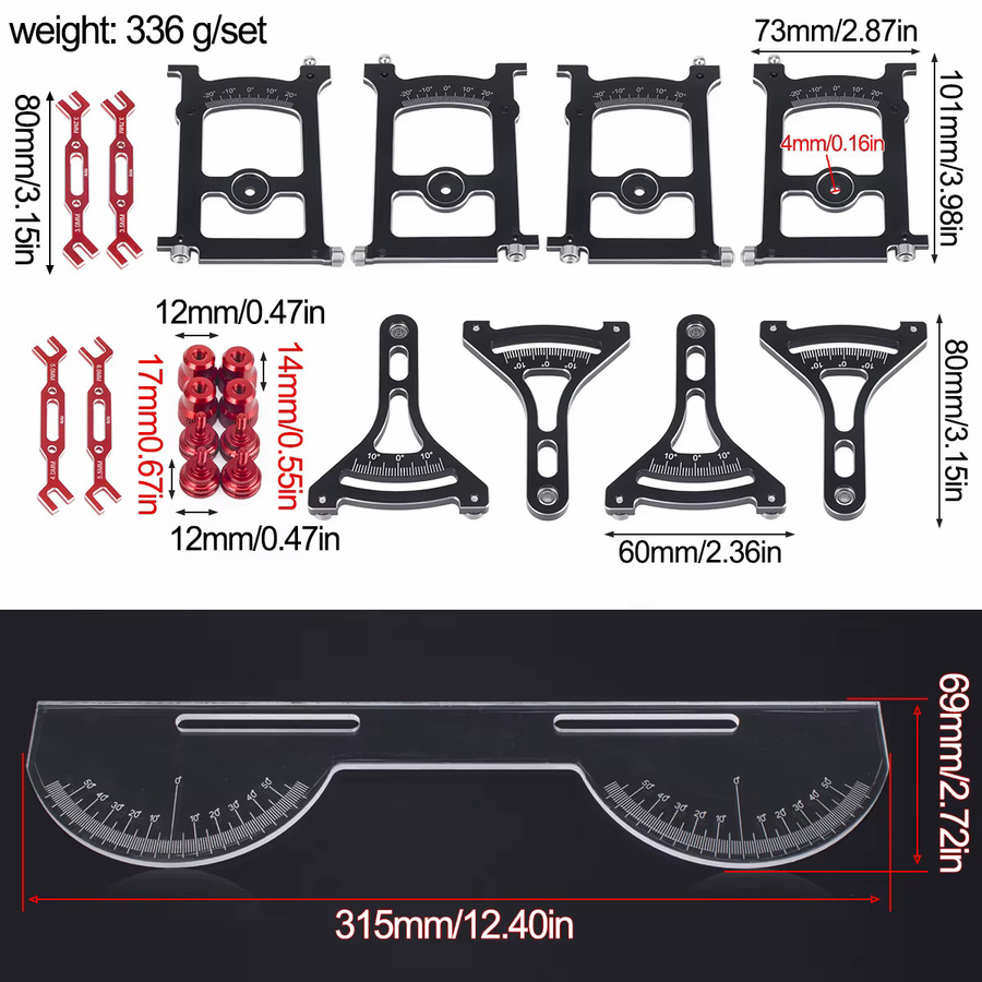 MALOM RC Aluminium-Chassis-Messwerkzeug mit Schraubenschlüssel, 1-teiliges Set - Bild 2