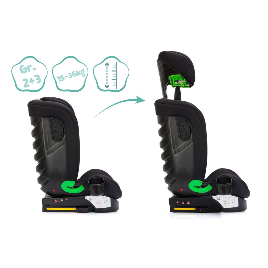 Fillikid Kindersitz Elli Pro in Schwarz mit Isofix-Basis und Getränkehalter für Körpergröße 100 bis 150 cm (i-Size) - Bild 2