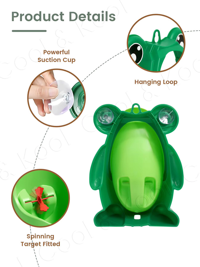 Kisslanding Frosch-Urinal für Babys zur Wandmontage in Grün und Braun für das Toilettentraining - Bild 4