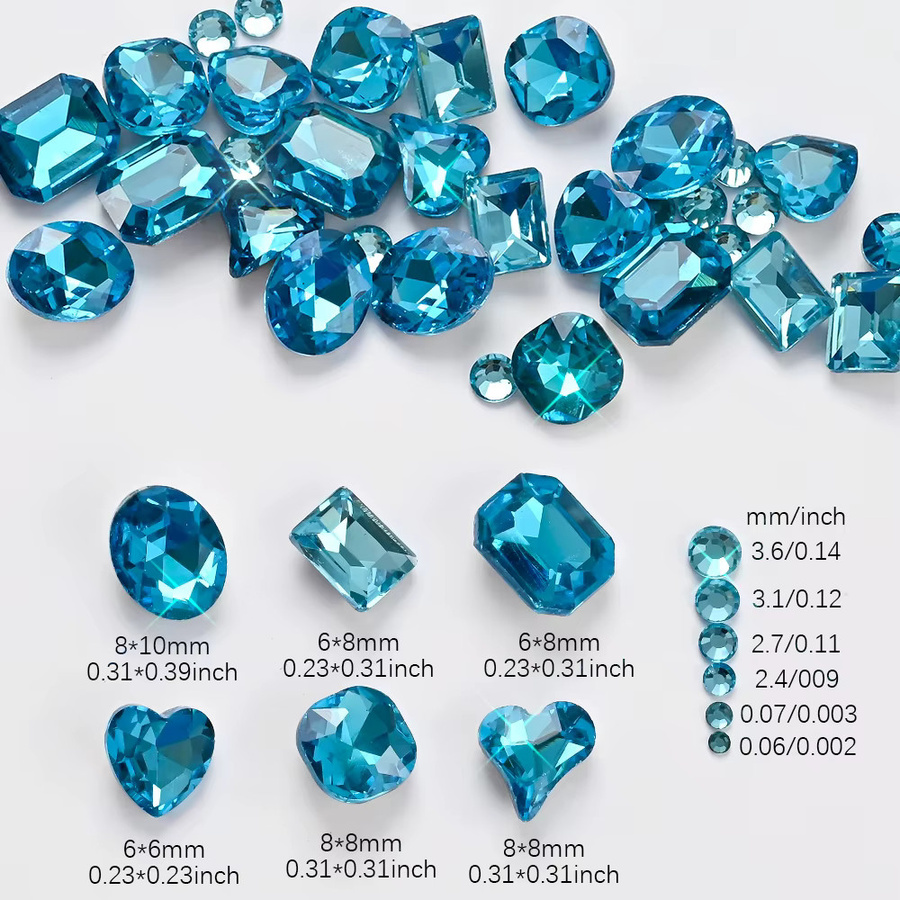 MAFANAILS Nagel Strass Charms, Seeblau, Glänzend, 12 Grids - Bild 5