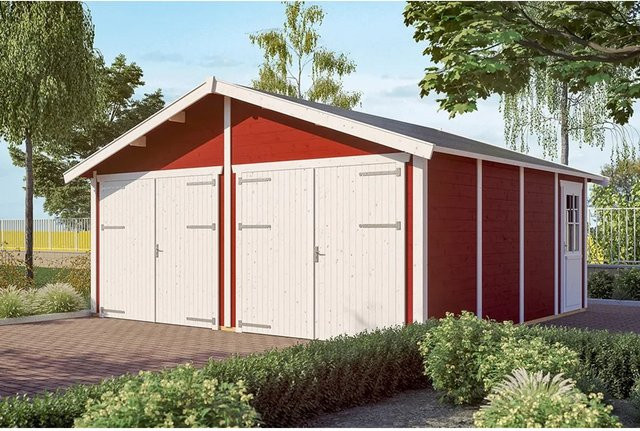 Holzgarage Varberg 3 von Skan Holz in Schwedenrot, B/T: 570 x 525 cm - Bild 1