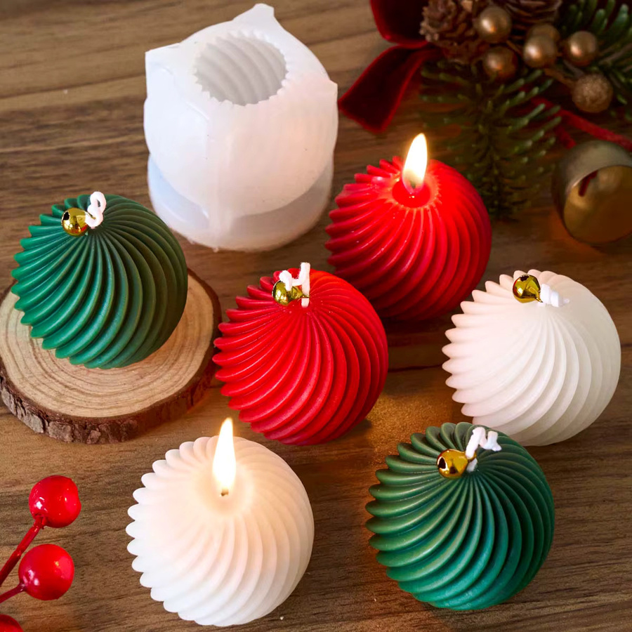 UDOCOOL Silikon Kerzenform 3D Drehen Ball für DIY Weihnachtsdeko und Handwerk in Multicolour - Bild 5