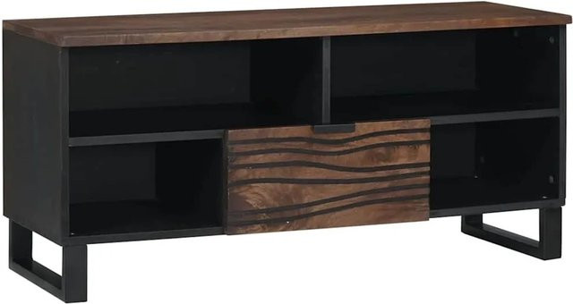 vidaXL TV-Schrank aus massivem Mangoholz in Braun im Industrial-Design, B/T/H: 105 x 33 x 46 cm - Bild 1
