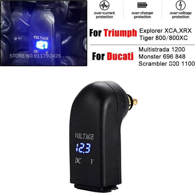 Vansong Dual USB Ladegerät mit LED mit Hella DIN Buchse und USB-A sowie USB-C Adapter in Schwarz für BMW R1250GS ADV R1300GS R1200 GSA LC und Honda NC750X S1000XR F800R - Bild 1