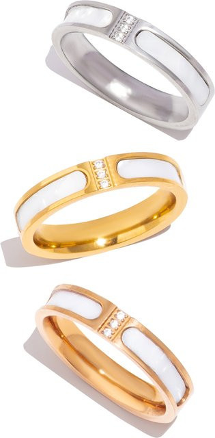 UHBINYCA Ring Edelstahl, 18K Vergoldet, Zirkonia, Damen, 4mm breit - Bild 1