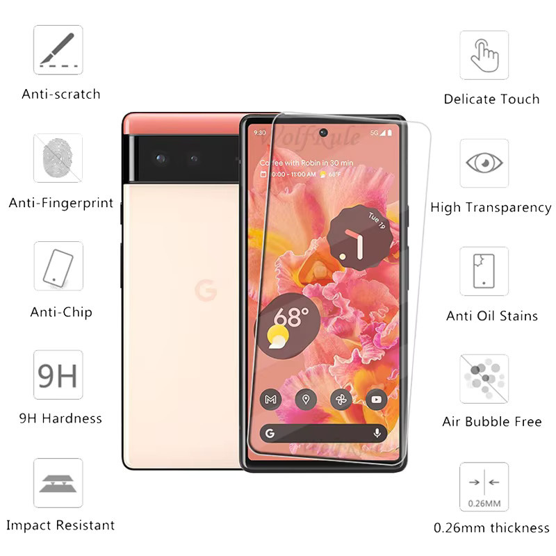 4er-Pack gehärtetes Glas Display-Schutzfolie für Google Pixel 6, 6A, 7, 7A, 8 Pro, 8A, transparent - Bild 2