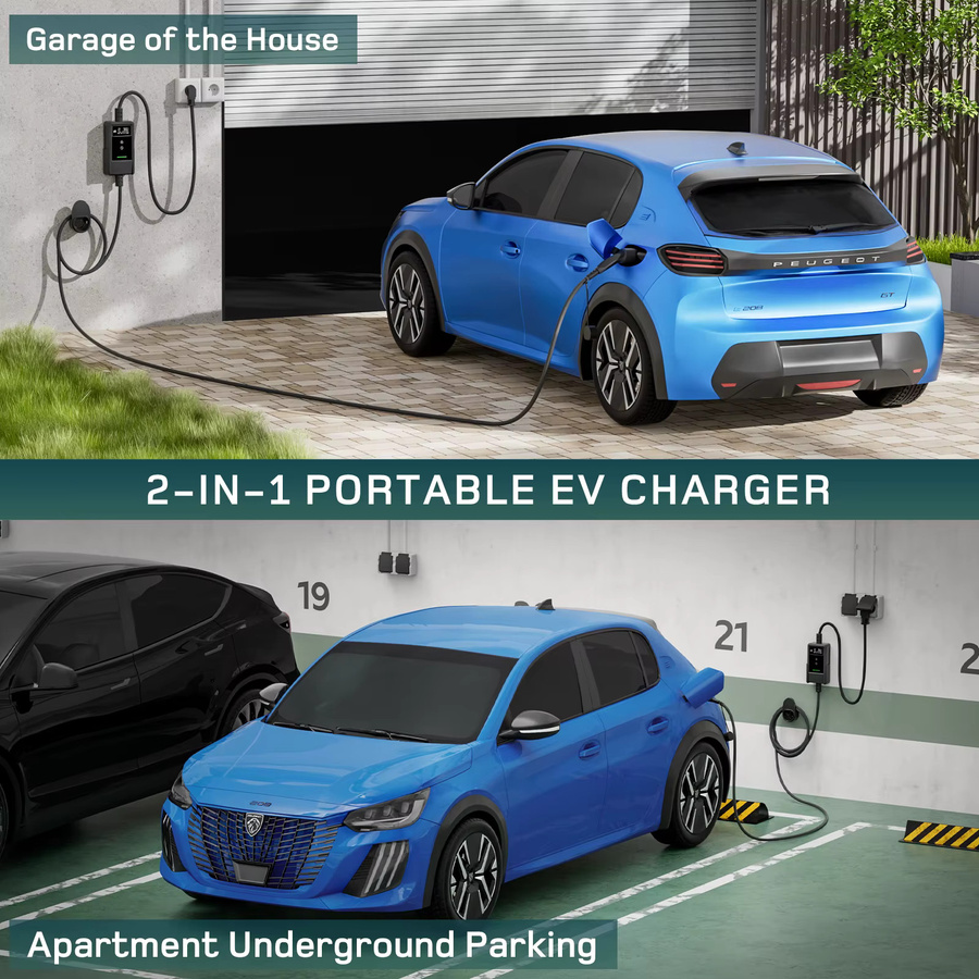 dé 3,7kW Auto Ladegerät Typ 2 mit App, 1-phasig, 6A–16A Stromregulierung, Schuko Plug & Play für EV und PHEV, Schwarz, Ladekabel Länge: 15 m - Bild 4