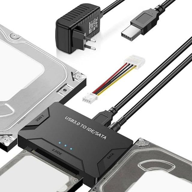 Congdi USB 3.0 zu IDE/SATA Konverter Festplattenadapter in Schwarz für 2,5/3,5 Zoll SATA/IDE/SSD Festplatten bis 4TB - Bild 1
