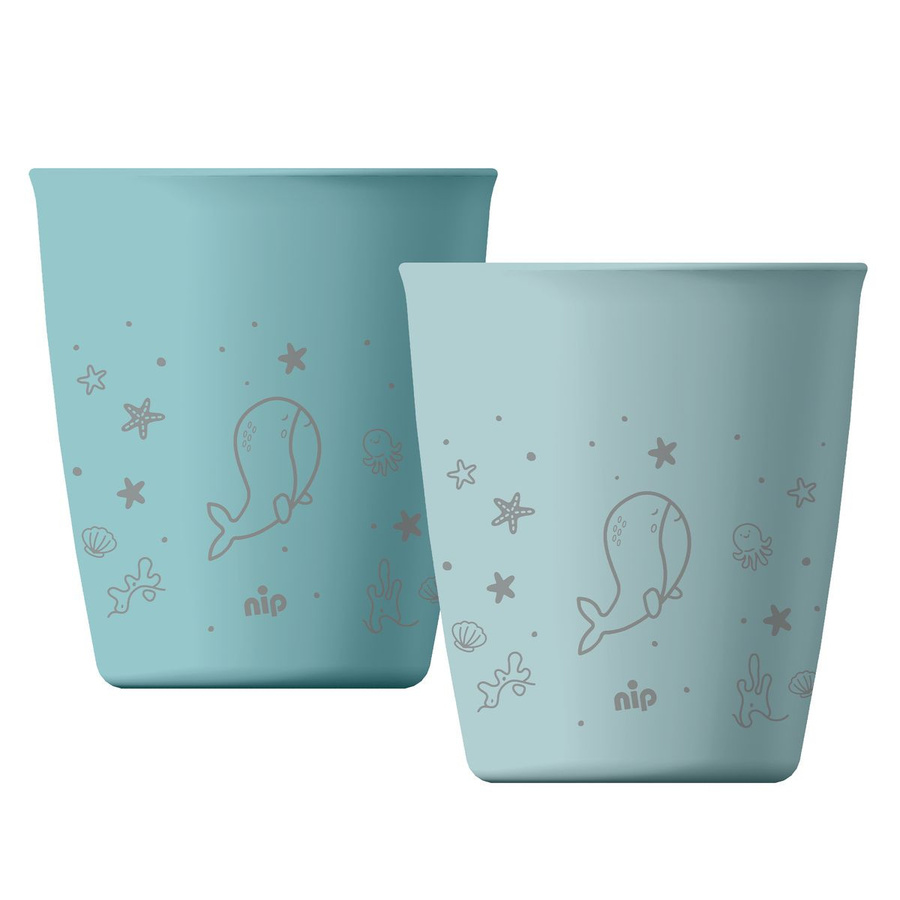 Nip Trinkbecher 2er Pack eat green Blau aus Polypropylen mit Free Flow Verschluss - Bild 1