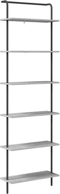 vidaXL Bücherregal modern in Grau und Schwarz aus Holzwerkstoff und Stahl, B: 60 cm, T: 24 cm, H: 203 cm - Bild 1