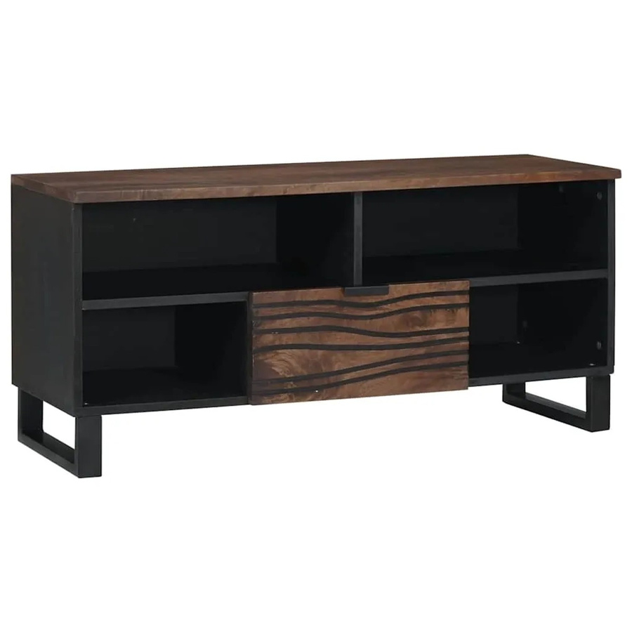vidaXL TV-Schrank aus massivem Mangoholz in Braun im Industrial-Design, B/T/H: 105 x 33 x 46 cm - Bild 2