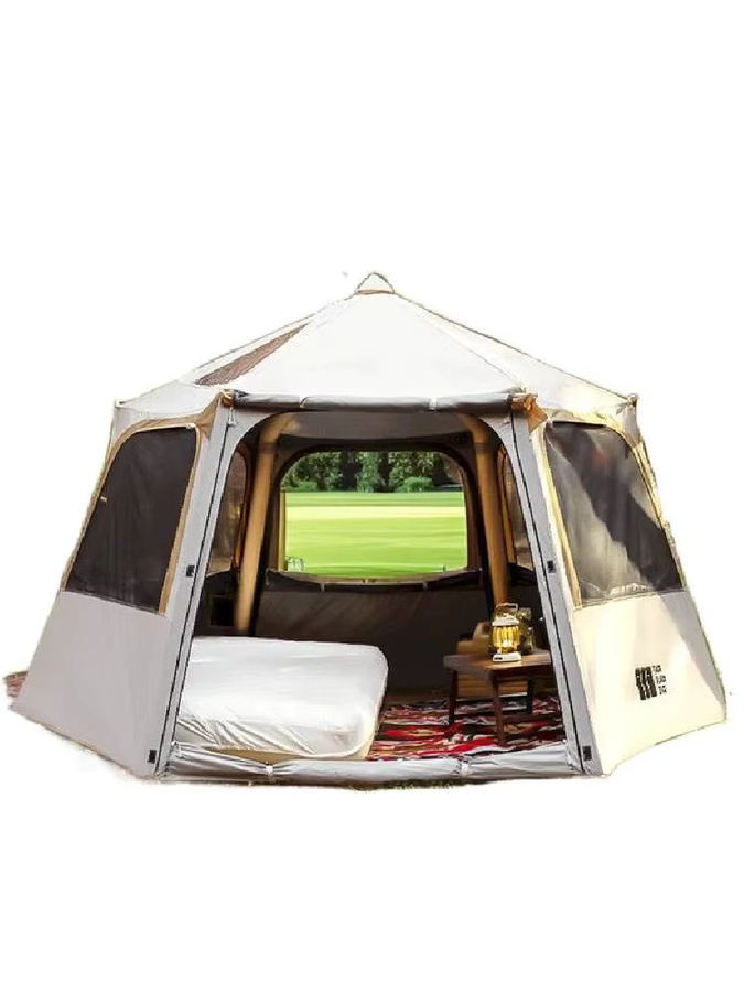 YUNLU Aufblasbares Camping-Luftzelt für 4–6 Personen, wasserdichtes sechseckiges Markisenzelt mit Baldachin - Bild 3