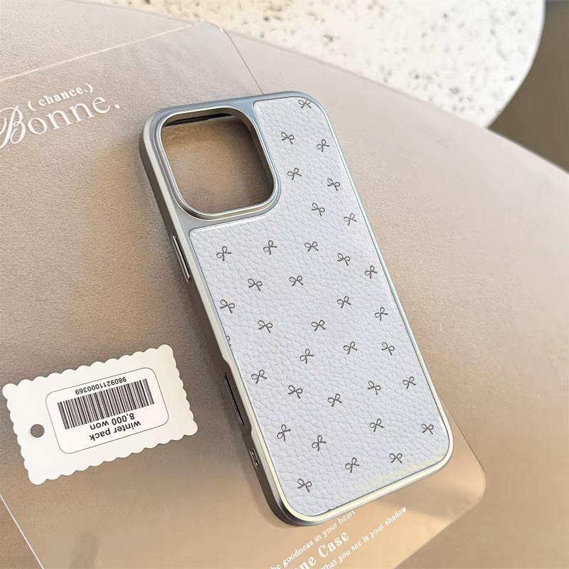 AIR PLUS Handyhülle mit blauer Schleife und Leder-Textur, Sturzsicher für iPhone 11 bis iPhone 17 Pro Max, Farbe: Blau - Bild 2