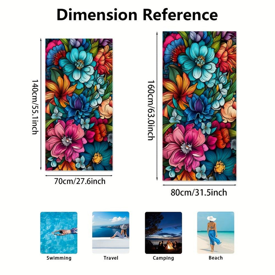 Schnelltrocknendes Strandtuch aus Polyester in Multicolor, ultra-saugfähiges Badetuch für Pool, Spa und Reise, Breite: 30 cm, Höhe: 60 cm - Bild 3