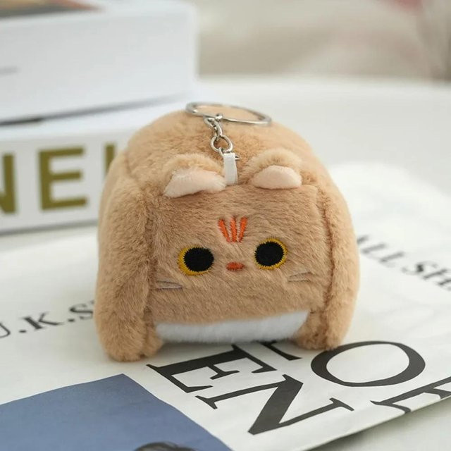 Linyi toy Schlüsselanhänger Plüsch, Katze, Dreifarbenkatze, Orange, beige, Kinder - Bild 1