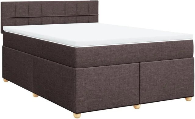vidaXL Boxspringbett mit Matratze Dunkelbraun B/T/H: 140 x 190 cm, Hybrid-Design mit USB-Anschluss und Unterbettbeleuchtung - Bild 1