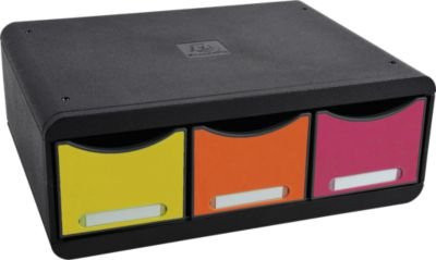 Exacompta Toolbox Regenbogen Ablagemodul quer mit 3 Schubladen, Multicolor/Schwarz, Tiefe: 27 cm - Bild 1