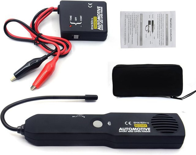 VehicleKit Kfz-Tester EM415PRO in Schwarz zur Kabeldraht- und Kurzschlussprüfung sowie als Leitungsfinder für gebrochene Drähte im Auto - Bild 1