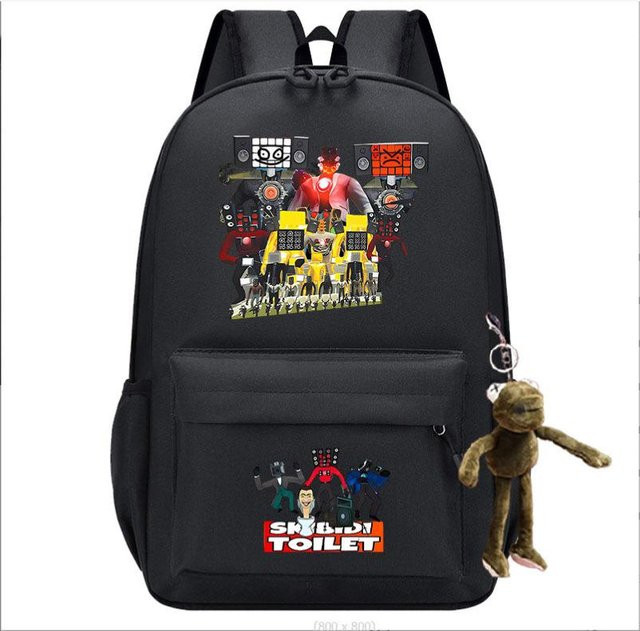 3-teiliges Schulrucksack-Set in Schwarz aus Oxford-Stoff mit großem Fassungsvermögen inklusive Federmäppchen und Schultergurt - Bild 1