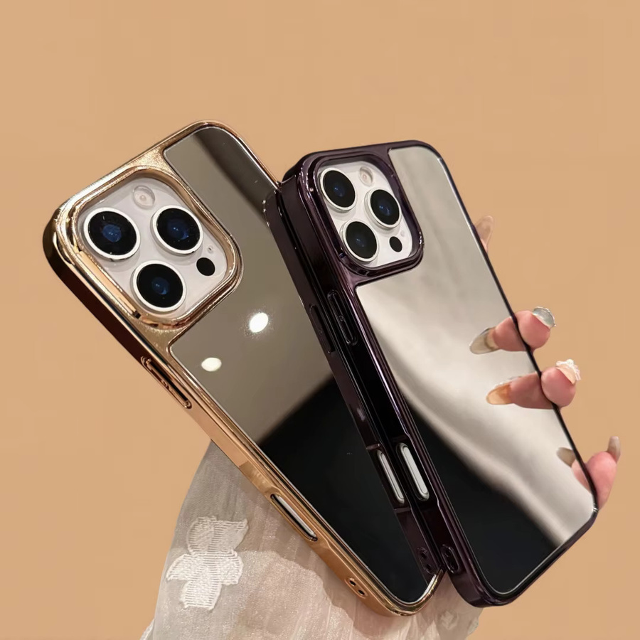 RPKKS Make-up-Spiegel Telefonhülle in Purple für iPhone 11 bis iPhone 17 Pro Max Plus XR stoßfeste Schutzabdeckung mit glänzendem Design - Bild 1