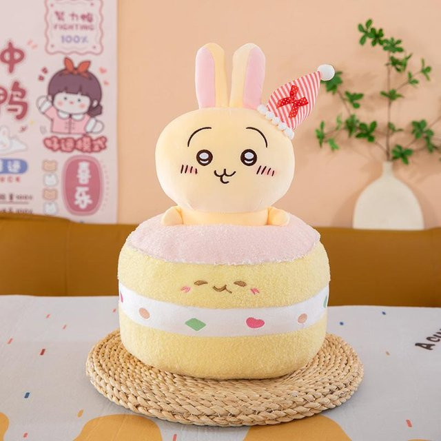Yiran toy Chiikawa Geburtstagskuchen Plüschtier Set, Hachiware Usagi, 28cm, ab 14 Jahren - Bild 1