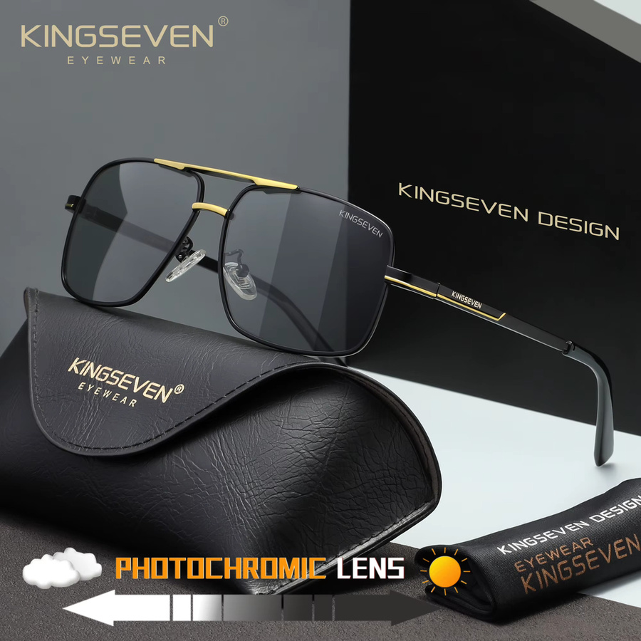 KINGSEVEN Sonnenbrille Rechteck, Metall, polarisiert, Herren - Bild 1