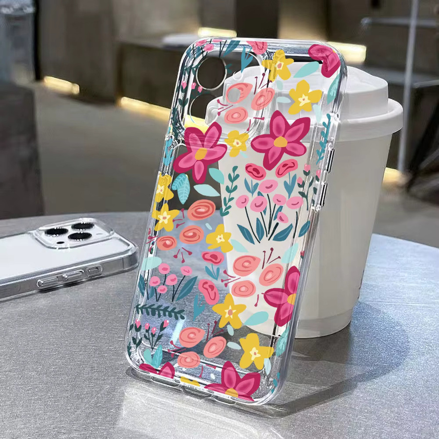 Ins Flower Transparentes Clear Cover Schutzhülle für Apple iPhone 17 Pro Max, 16, 15, 14, 13, 12, 11 Pro Max und Air in Multicolour - Bild 2