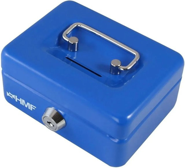 HMF Kinder Spardose Geldkassette mit Schlitz in Blau, B/T/H: 12 x 9 x 6 cm - Bild 1