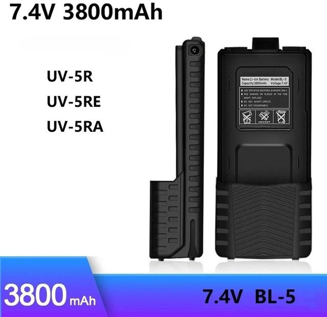 BaoFeng Akku für Walkie Talkie UV-5R Plus, 7,4 V, 3800 mAh, Schwarz - Bild 1