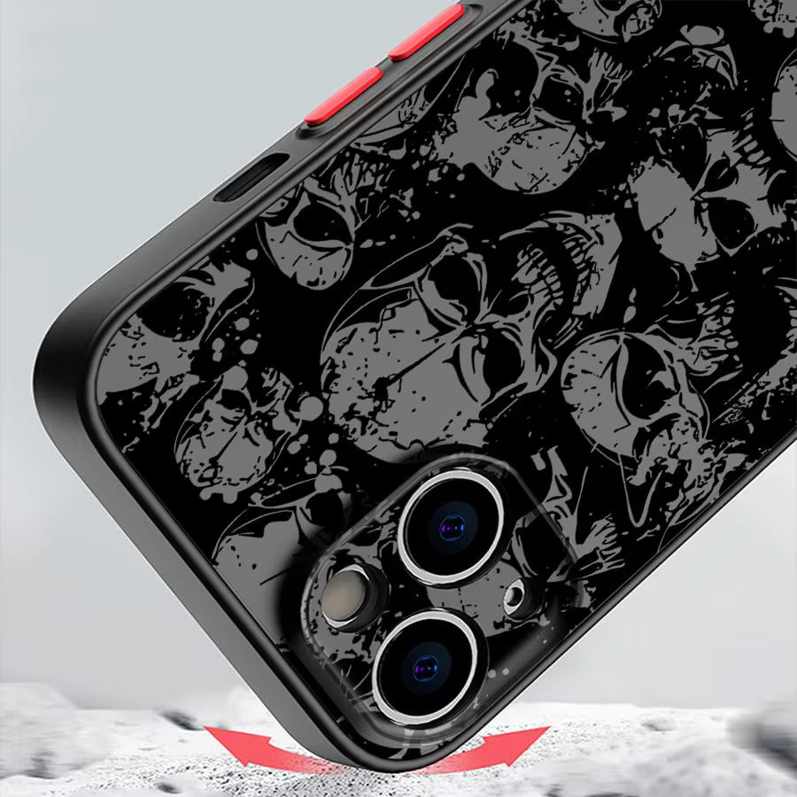 Stoßfeste Handyhülle mit Totenkopfmuster von jamular in Schwarz für iPhone Modelle - Bild 2
