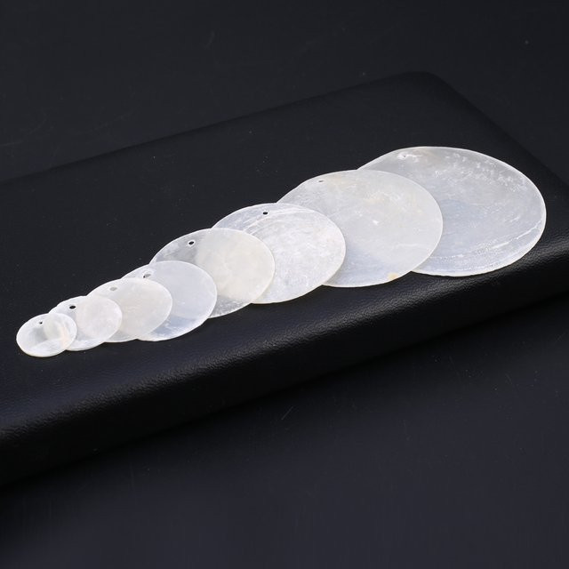 Anhänger Perlmutt, Weiß, Runde Süßwasser Shell Charms, Unisex - Bild 1