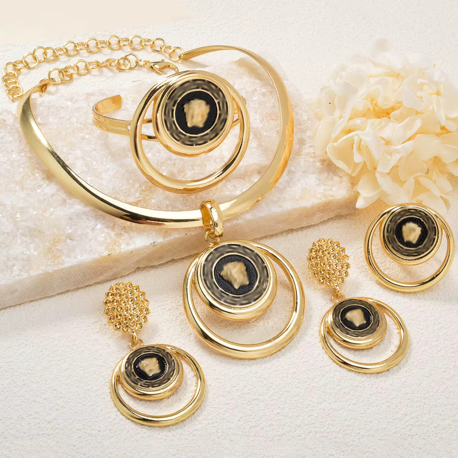 Schmuckset Damen, 4-teilig, Löwe, Porträt, Blume, Halskette, Gold - Bild 3